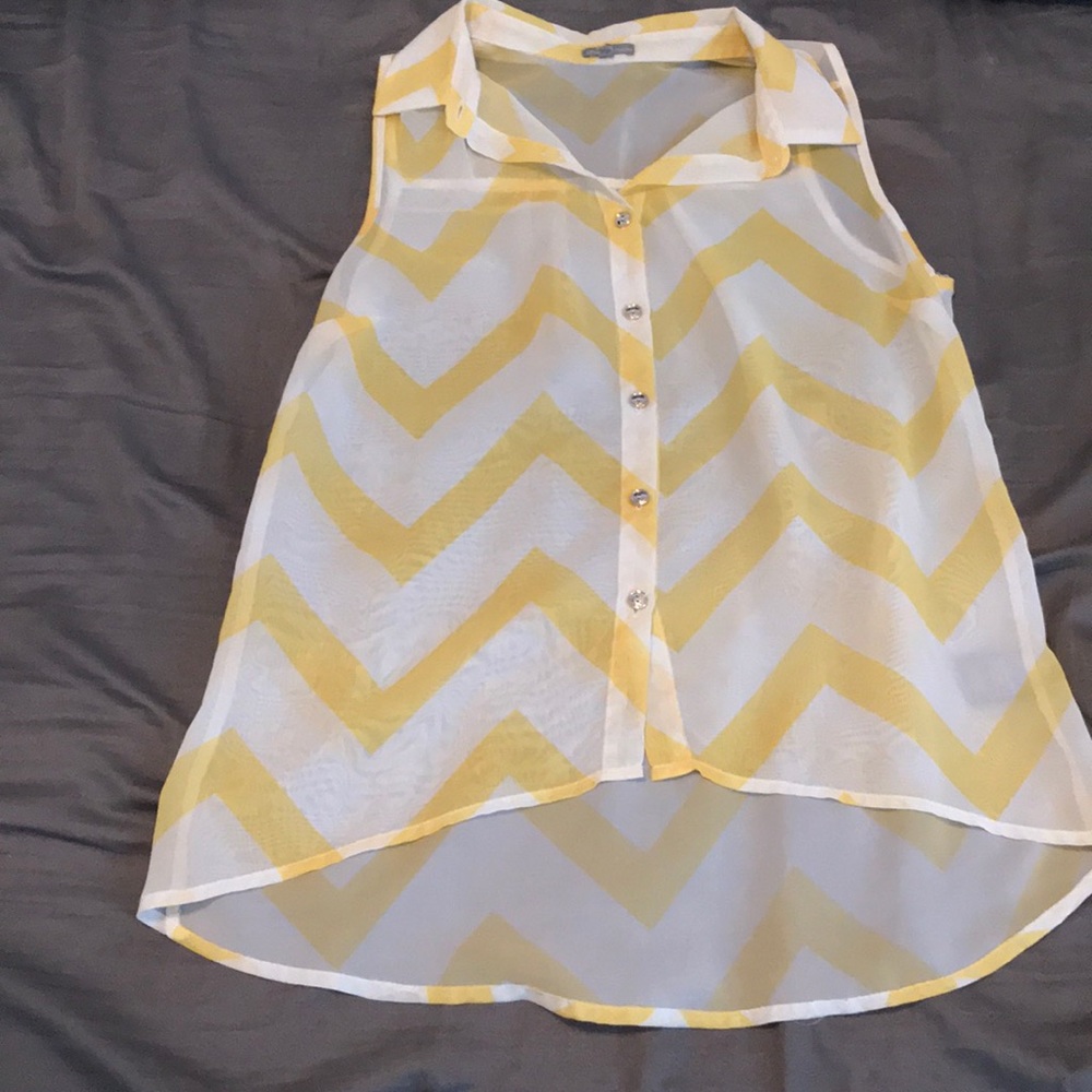 yellow and white top